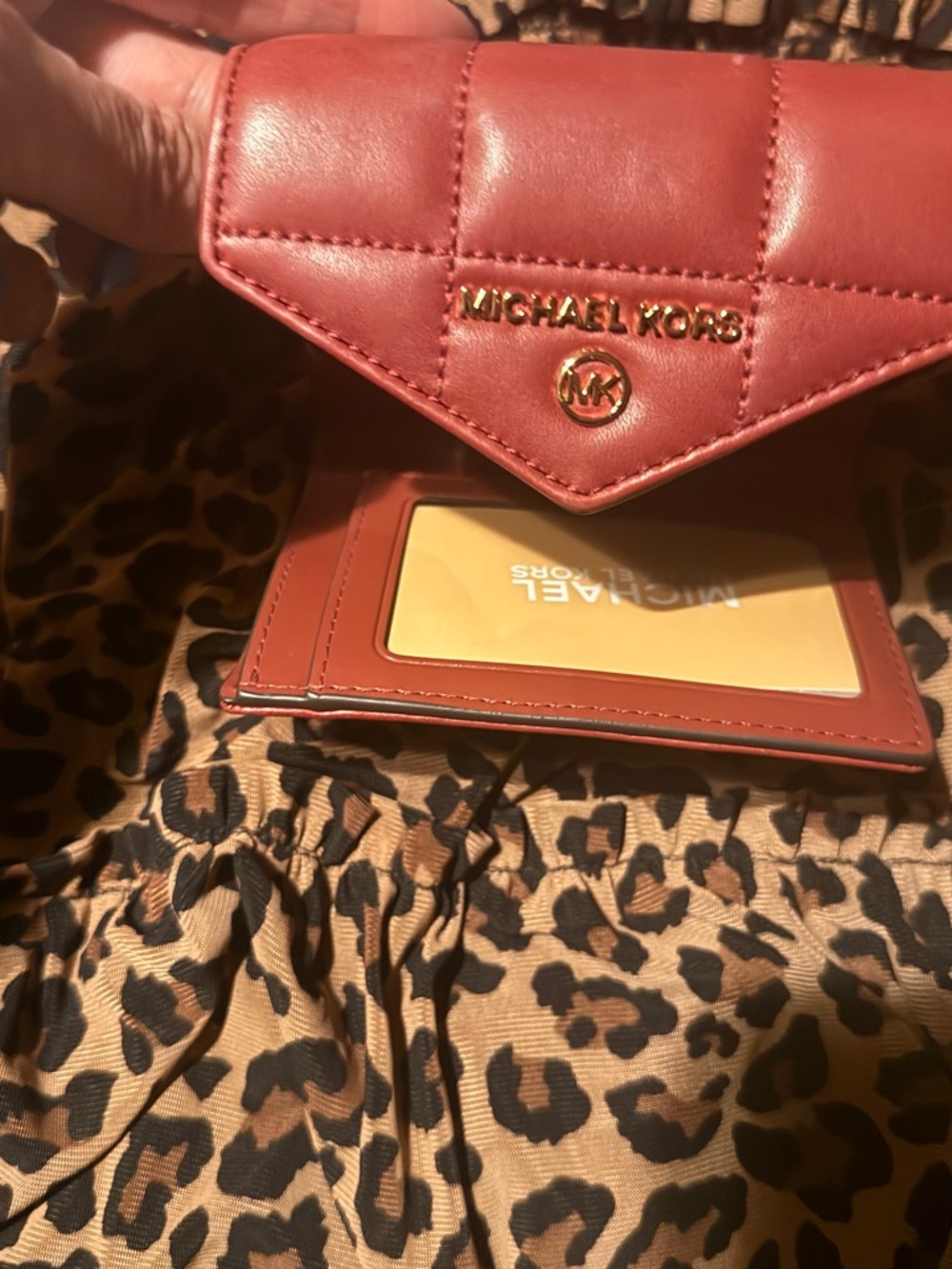 Michael Kors Quilted burgendy Envelope Wallet with Gold Hardware Authentic - Picture 7 of 14